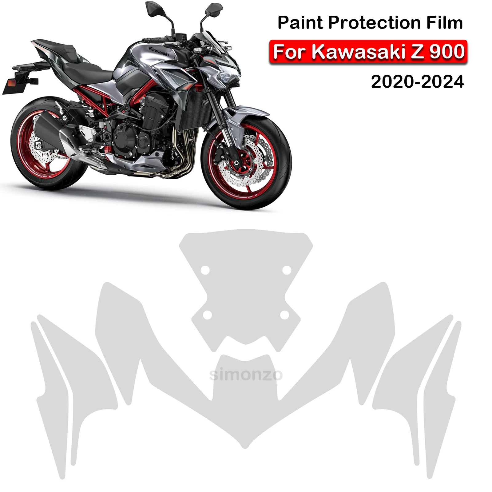 For Kawasaki Z900 PPF Z 900 Paint Protection Film Motorcycle Anti-scratch TPU Z900 Windshield Protective Accessories 2020-2024