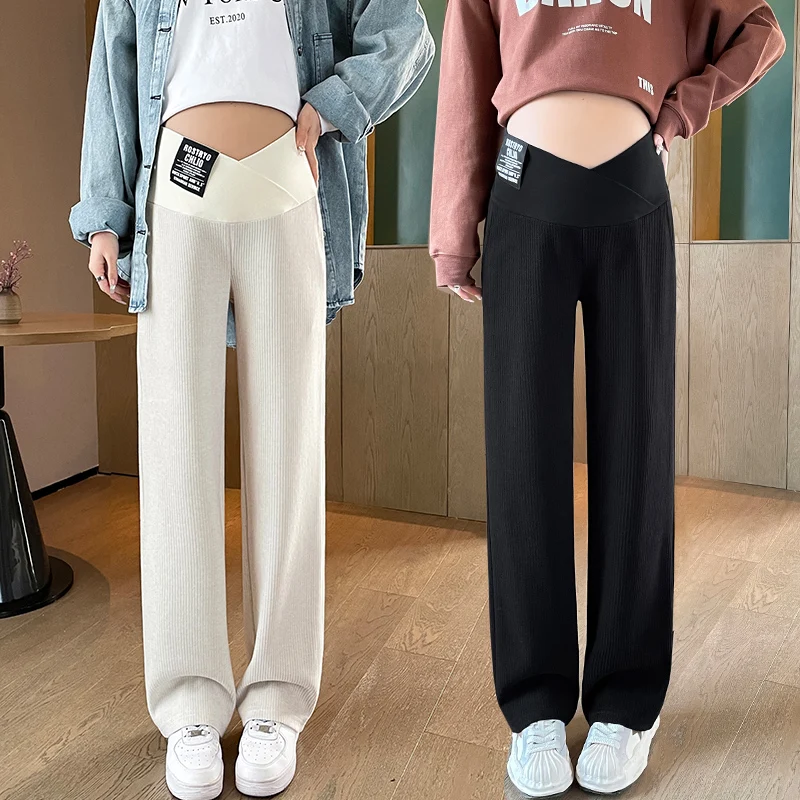 

Maternity Clothes Spring Autumn Pants For Pregnant Women 2024 New Casual Solid Out Wear Pregnancy Stright Trousers High Quality