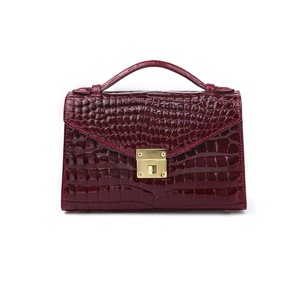 

envlang High Gloss women Crocodile bag female Handbag Customizable wine red fashion
