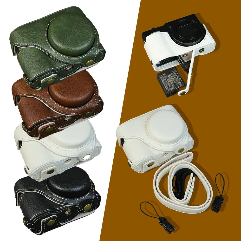 

Camera Bag For ZS99 Lumix TZ99 PU Leather Protective Cases Base Battery Replace Open-hole Housing Cover With Strap F4X1