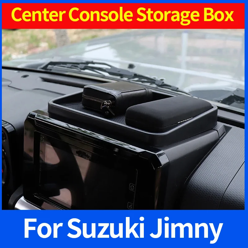 

Car Center Console Storage Box Organizer Tray With Mat Pad for Suzuki Jimny 2019 2020 2021 2022 2023 Interior Accessories Black
