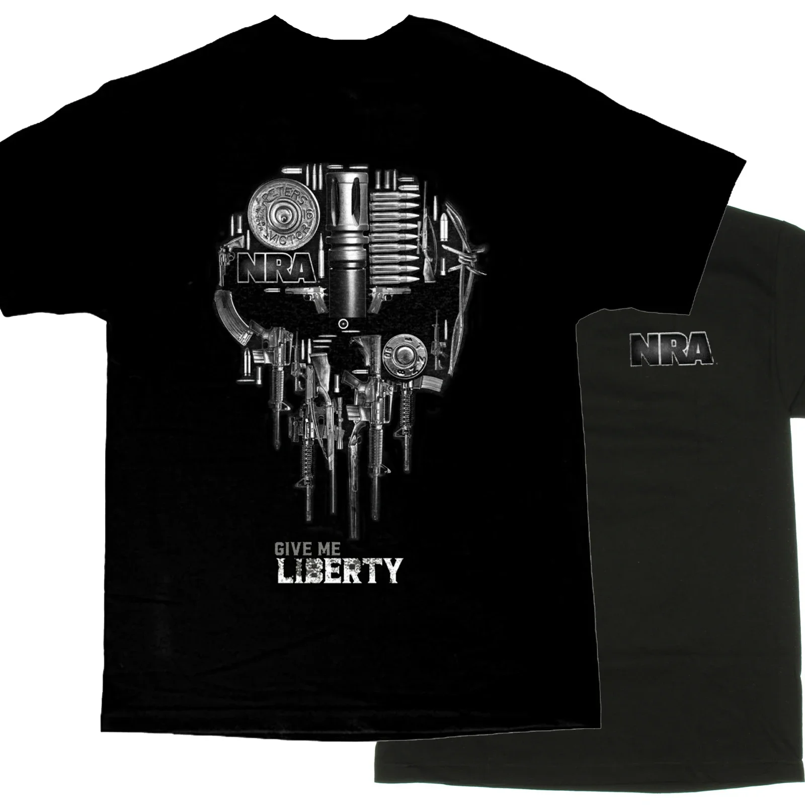 Give Me Liberty. Unique All Kinds of Weapons Skull Puzzle Printed T Shirt New 100% Cotton Short Sleeve O-Neck Casual Mens Tshirt