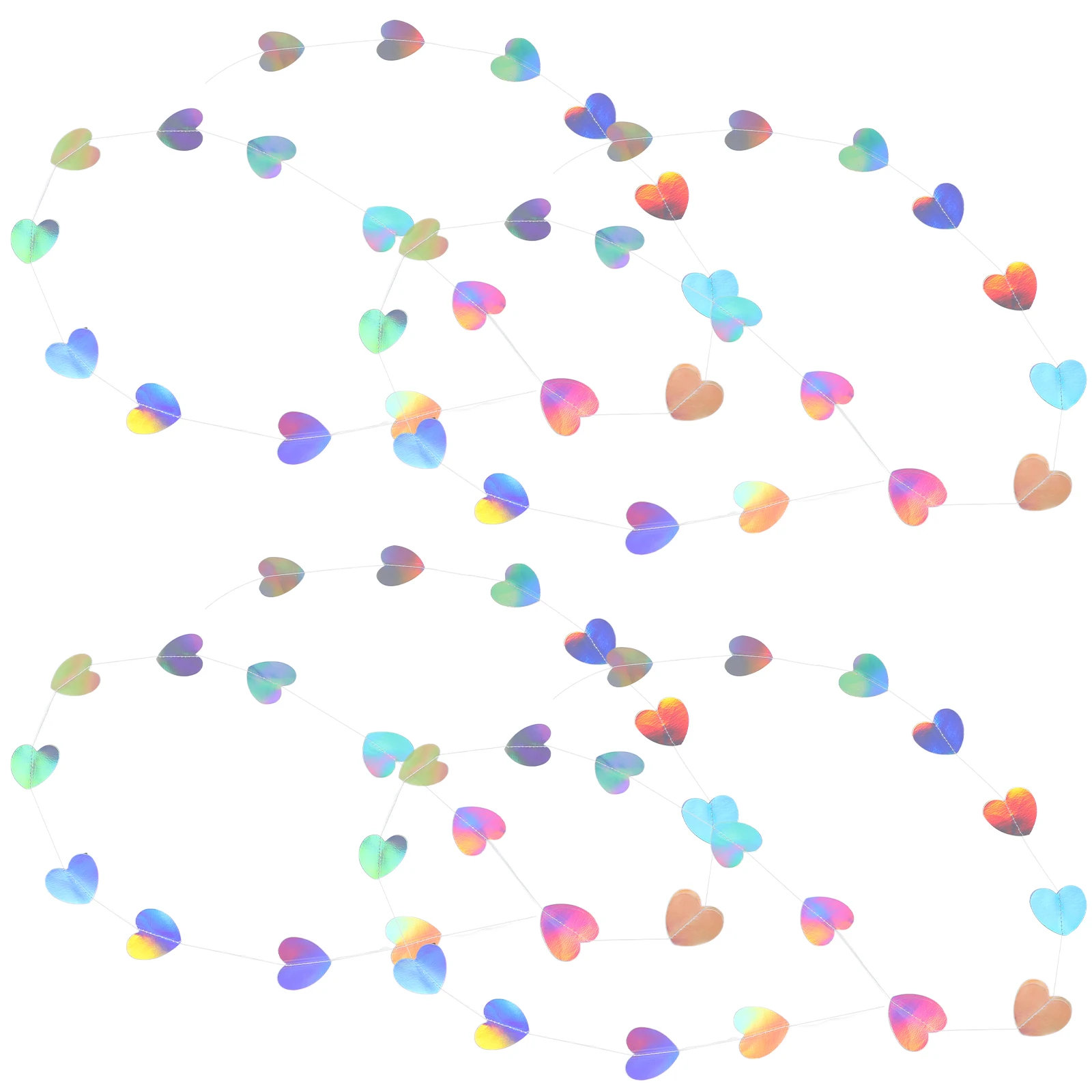 

4Pcs Heart Garland Wall Decor Iridescent Hanging Streamers for Birthday Party Wedding Backdrop Neon Love Banner Decoration