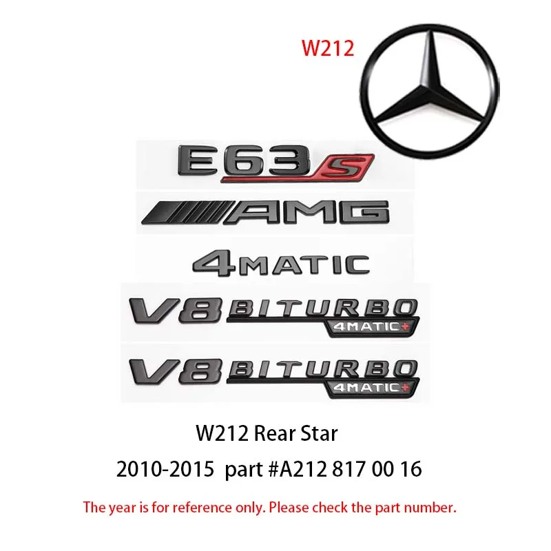 ABS Fender Side Sticker V8 BITURBO 4MATIC Rear Trunk Badge Star AMG Emblem Sticker For Mercedes Benz E63S W212 W213 Accessories