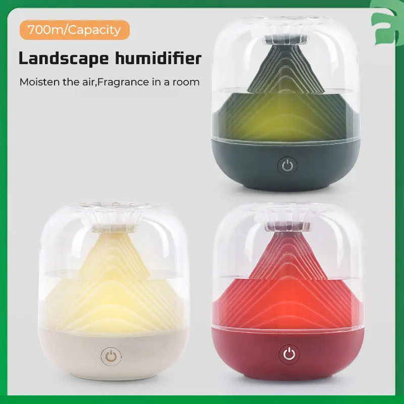 Portable Wireless Air Humidifier Rechargeable Large Capacity For Home Korea Type Aroma Essential Oil Mist Flame Volcano Diffuser