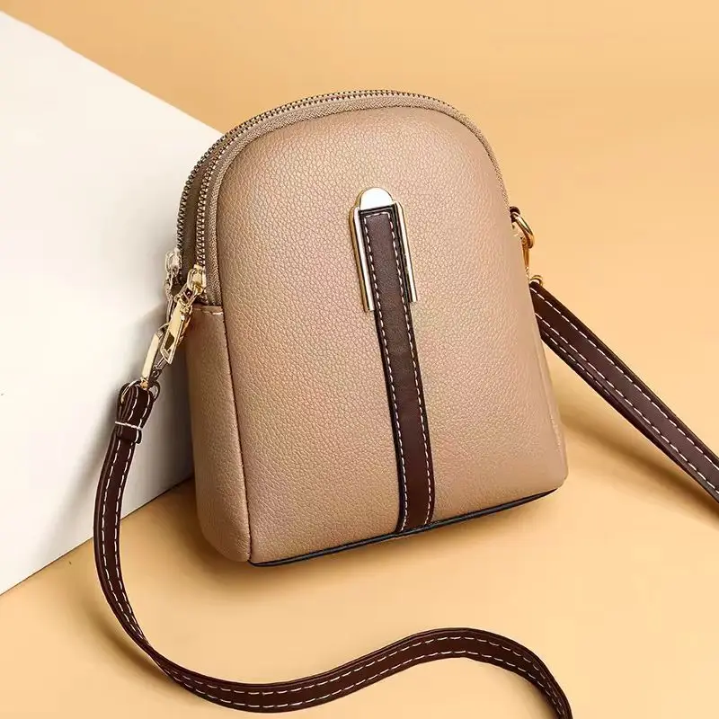 Spring new small leather mobile phone bag female all-match vertical single shoulder bag