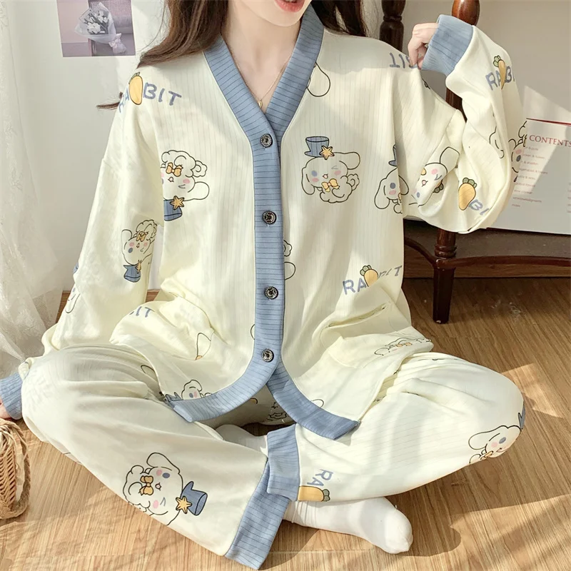 Sanrio cartoon animation star Dailu maternity pajamas women,new confinement clothes cardigan breastfeeding large size loungewear