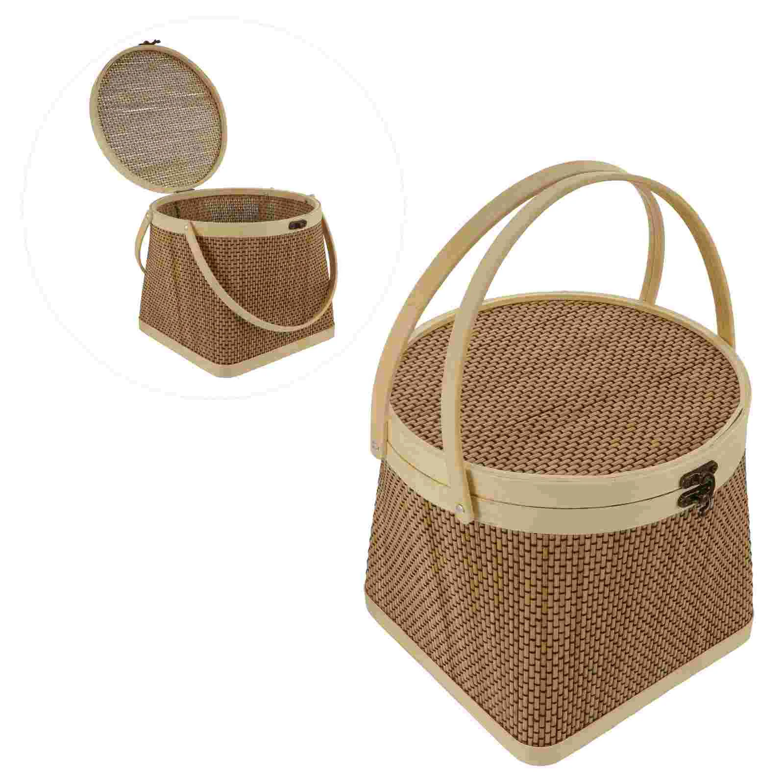 

Bamboo Storage Basket Gift Baskets for Adults Durable Food Woven Outdoor Picnic Pastoral Versatile Multipurpose Bride Exquisite