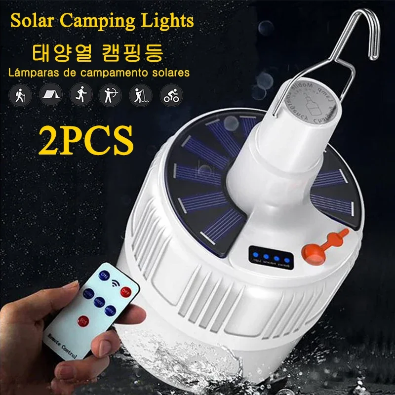 1/2PCS Outdoor Camping Light Bulb Portable Emergency Solar Lamp Tent LED Hook Up Hanging Camping Search Lights Lantern Hiking