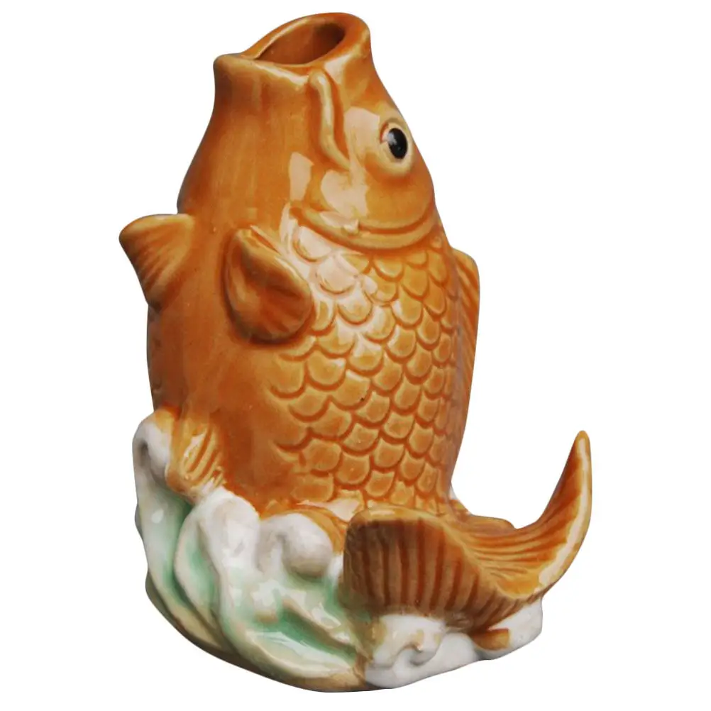 Vivid Realistic Ceramic Carp Statue for Garden Pond Pool Terrace Lawn Decor Outdoor Fountain Nozzle Water Spray Sculpture Garden