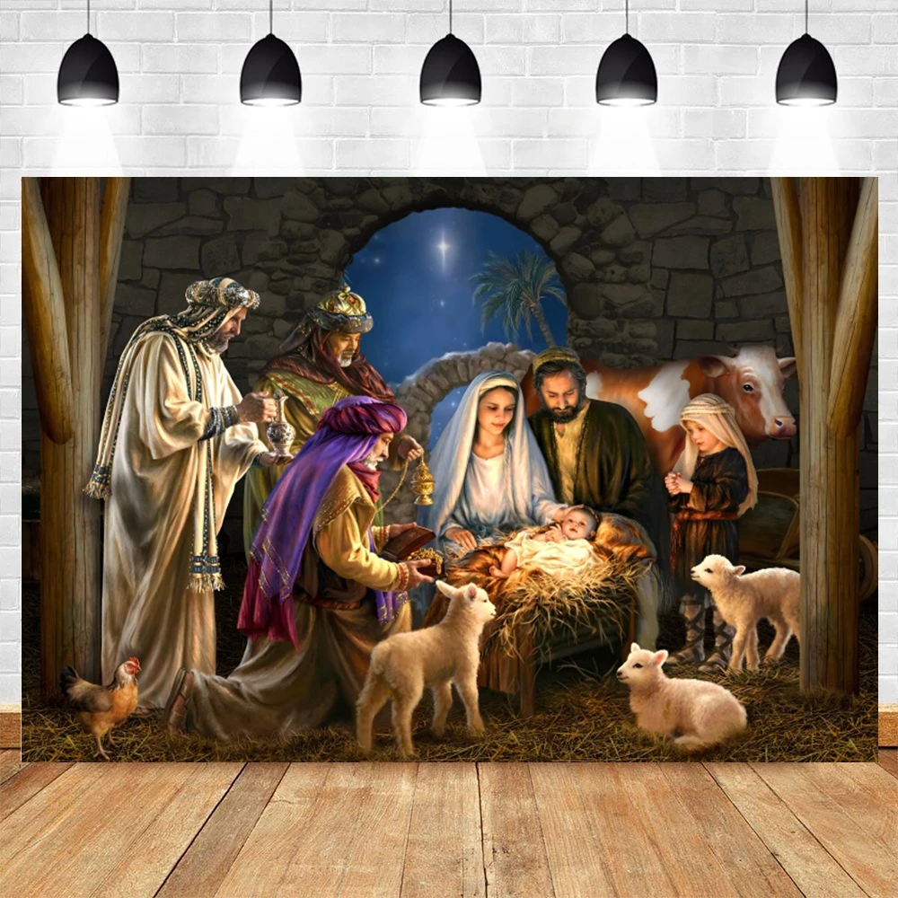 Christian Jesus Birth Backdrops Christmas Angel Nativity Scene Party Decoration Background for Photography Photo Studio Props