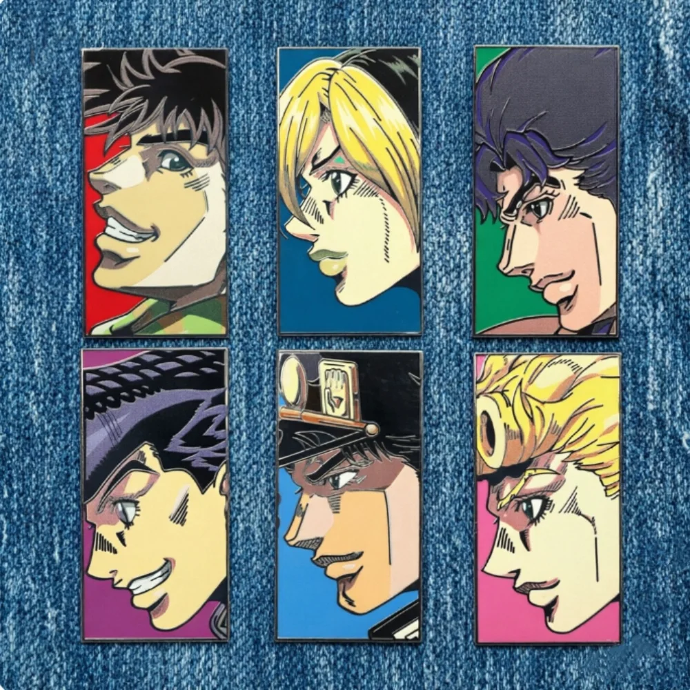 6Pcs/set Anime JOJO Character Enamel Pins Cosplay Brooch Clothes Backpack Lapel Badges Fashion Jewelry Accessories Friends Gifts