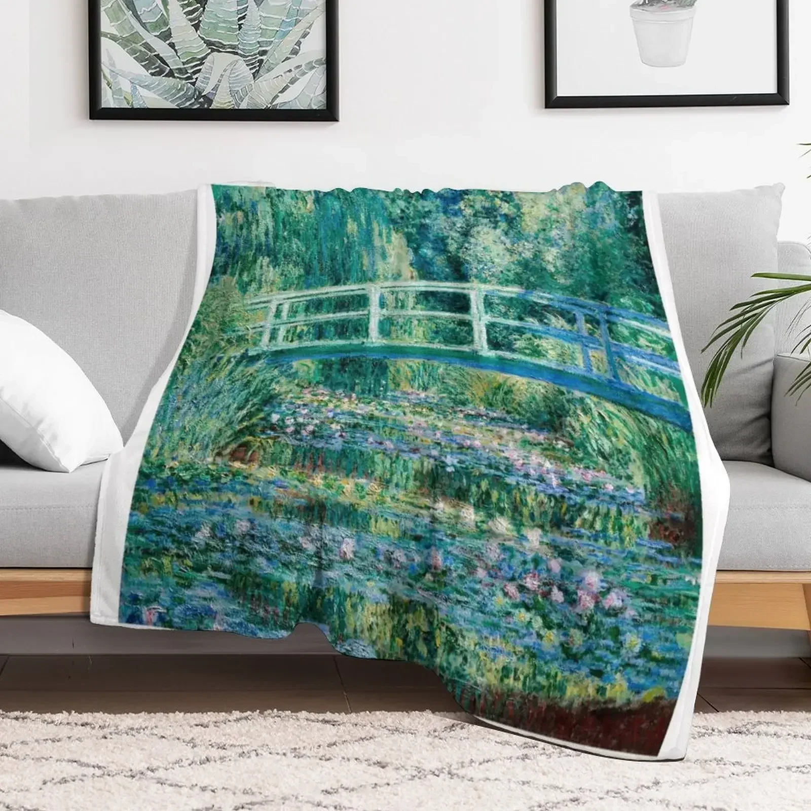 1899-Claude Monet-Water Lilies and Japanese Bridge Throw Blanket christmas decoration Kid'S Blankets