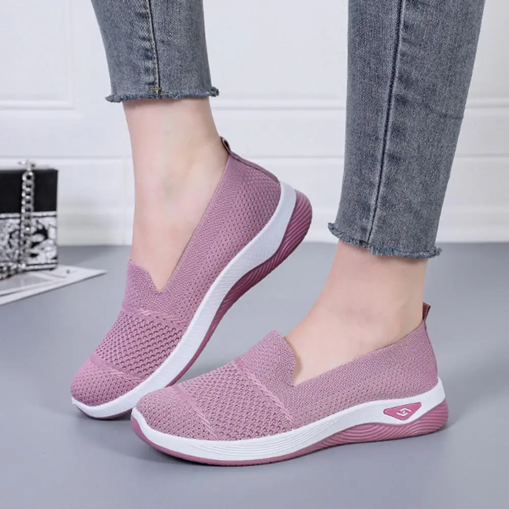 Feminine Fit Sneakers Womens Slip-on Sneakers Breathable Lightweight Walking Shoes Diabetic Foam Soft Mesh Shoes for Running