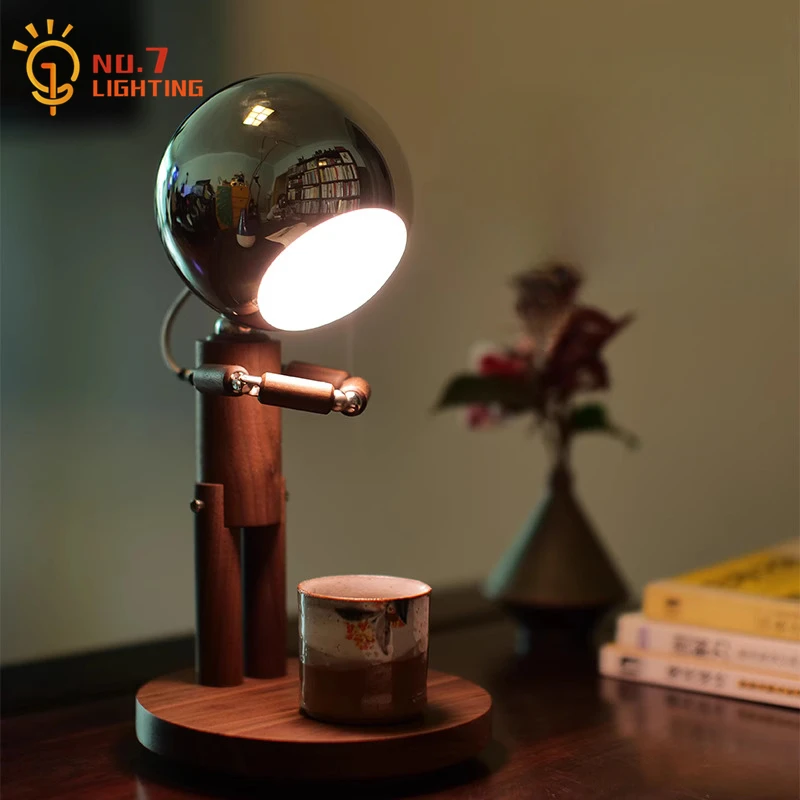 

Moon Penalty Station Solid Wood Desk Lights with USB Rechargeable Atmosphere Stepless Dimming Table Lamp As Gift Bedroom Bedside