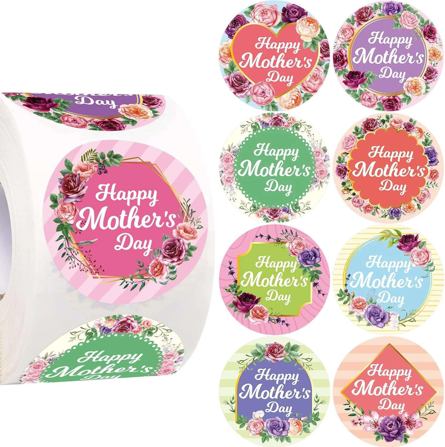 Круглые-наклейки-ко-Дню-матери-для-детей-500-шт-цветочные-этикетки-для-подарков-украшения-для-конвертов-сувениры-для-вечеринок