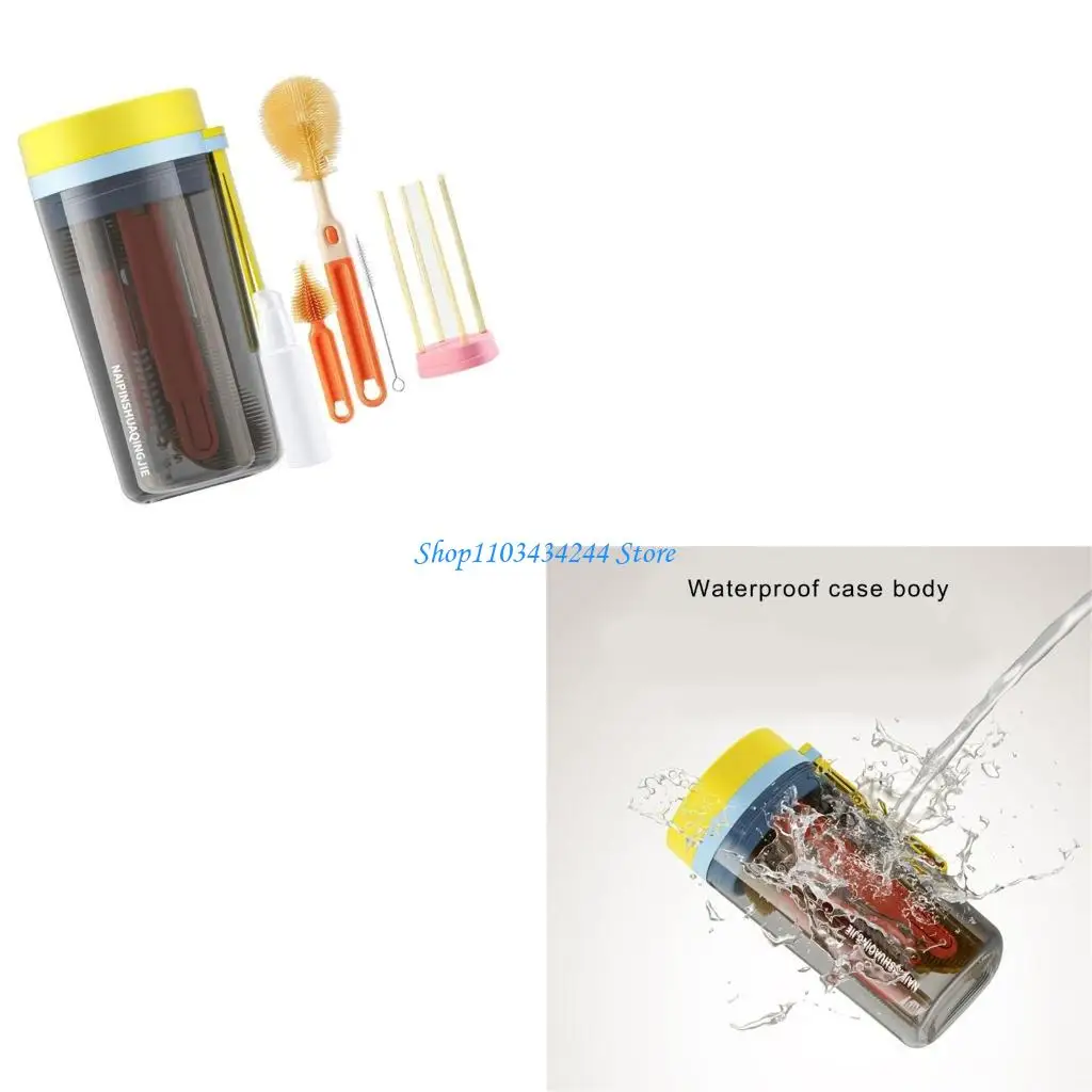 

Complete Travel Bottle Washing Set Bottle Cleaning Brushes Multiple Use Baby Bottle Scrubbing Set Simple Operate