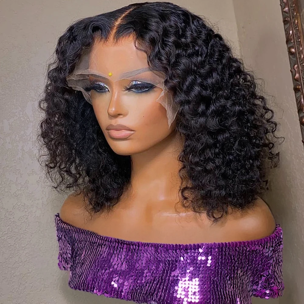 곱슬 짧은 밥머리 인모 가발 13x4 13x6 HD 레이스 프론탈 가발 브라질 딥 웨이브 7x5 글루리스 가발 여성용 프리플럭