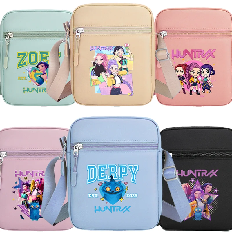 Bolsos cruzados Kpop Demon Hunters para mujer, bolso de hombro con estampado gráfico de dibujos animados de Anime, bolsos de moda para niños y niñas, regalos de cumpleaños