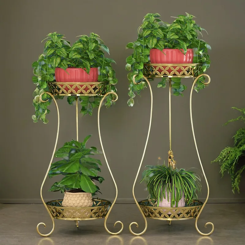 Indoor Office Iron Art Plant Stand Balcony Living Room Multi-layer Flower Pot Rack Simple Style Ground Assembly Metal Connectors