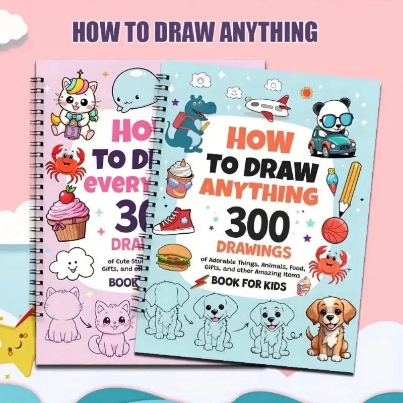 

How to Draw Anything for Painting Enthusiast, 300 Cute Step-by-Step Simple Drawings of Adorable Things, Animals, Food, Gifts