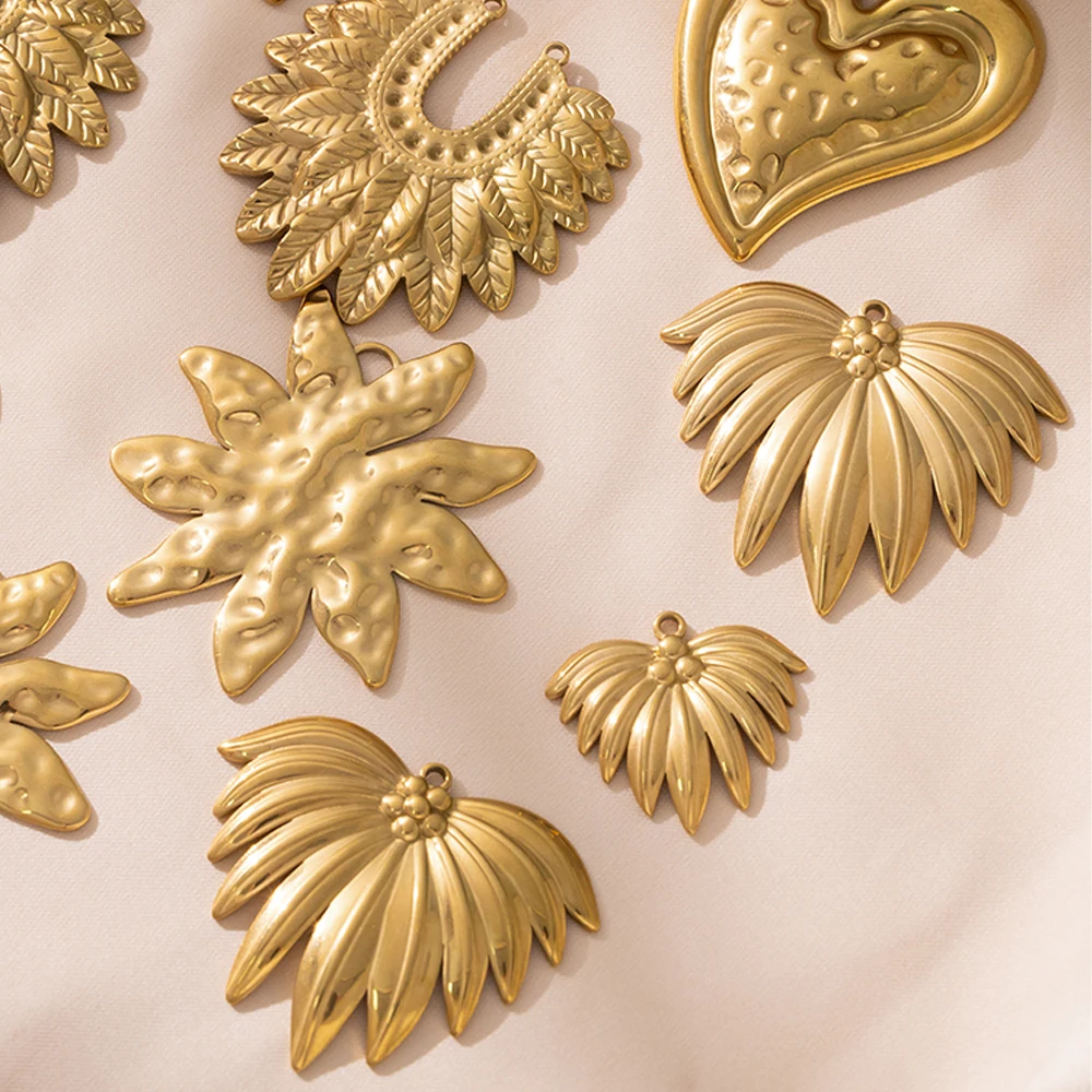 

2pcs Stainless Steel Irregular Big Heart Leaf Shape Pendants Charms For DIY Necklaces Earrings Jewelry Making Craft Accessories