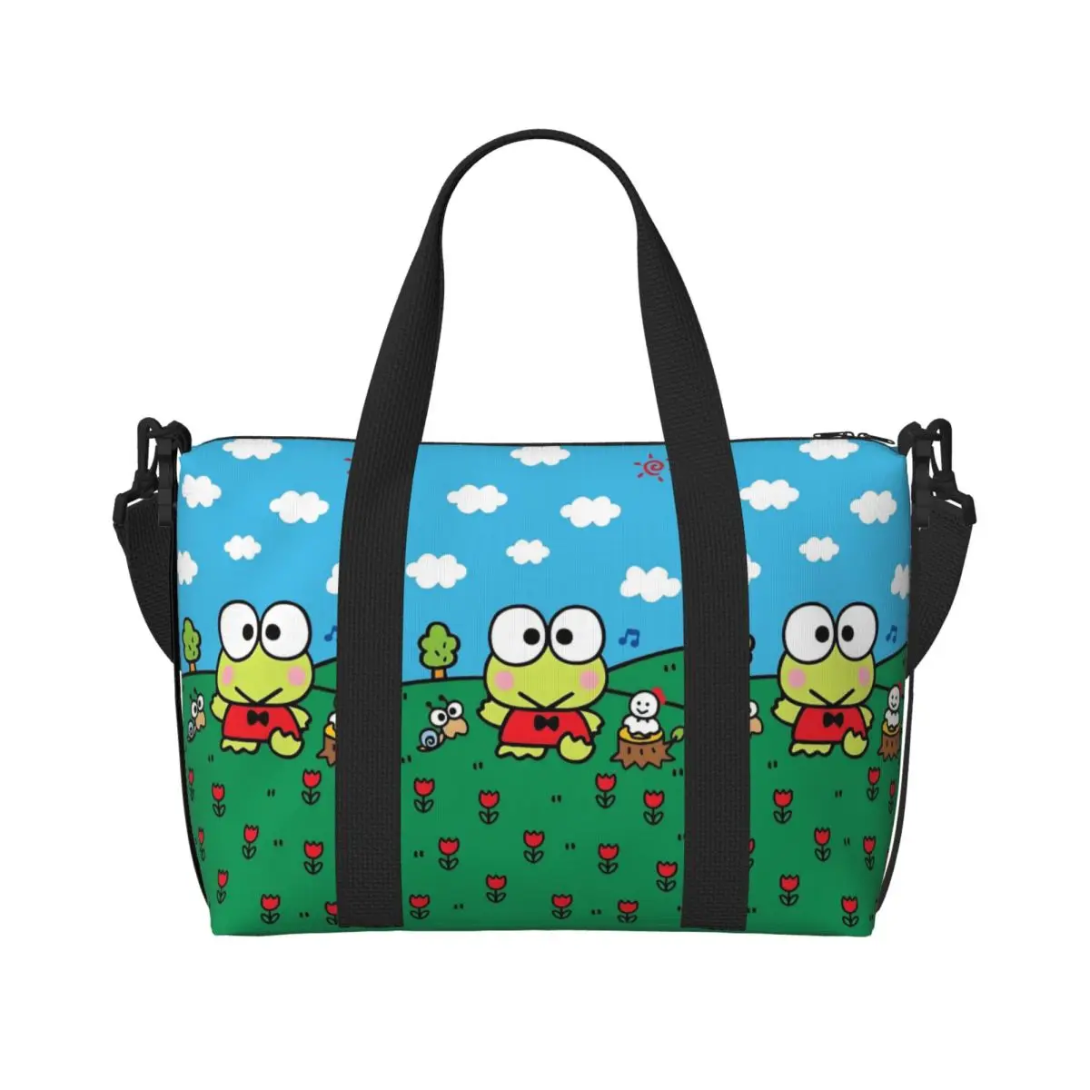 

Женская большая сумка KeroKeroppi на заказ, большая вместительная сумка-лягушка в стиле аниме, пляжные дорожные сумки для спортзала