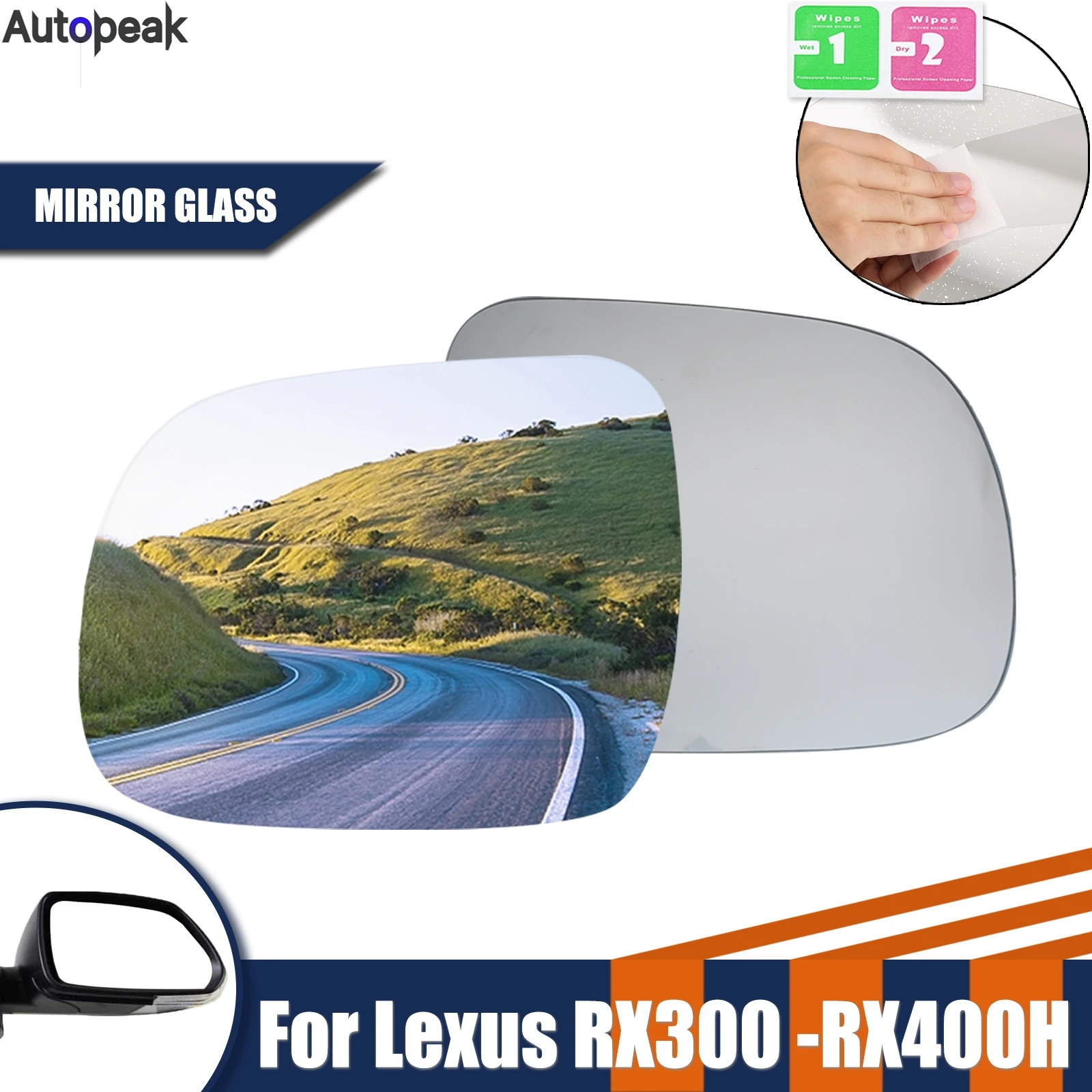 

Left & Right Side Mirror Glass For Lexus RX300 RX330 350 400H 2003-2008 Waterproof Anti Glare Large Vision Rearview Mirror Lens