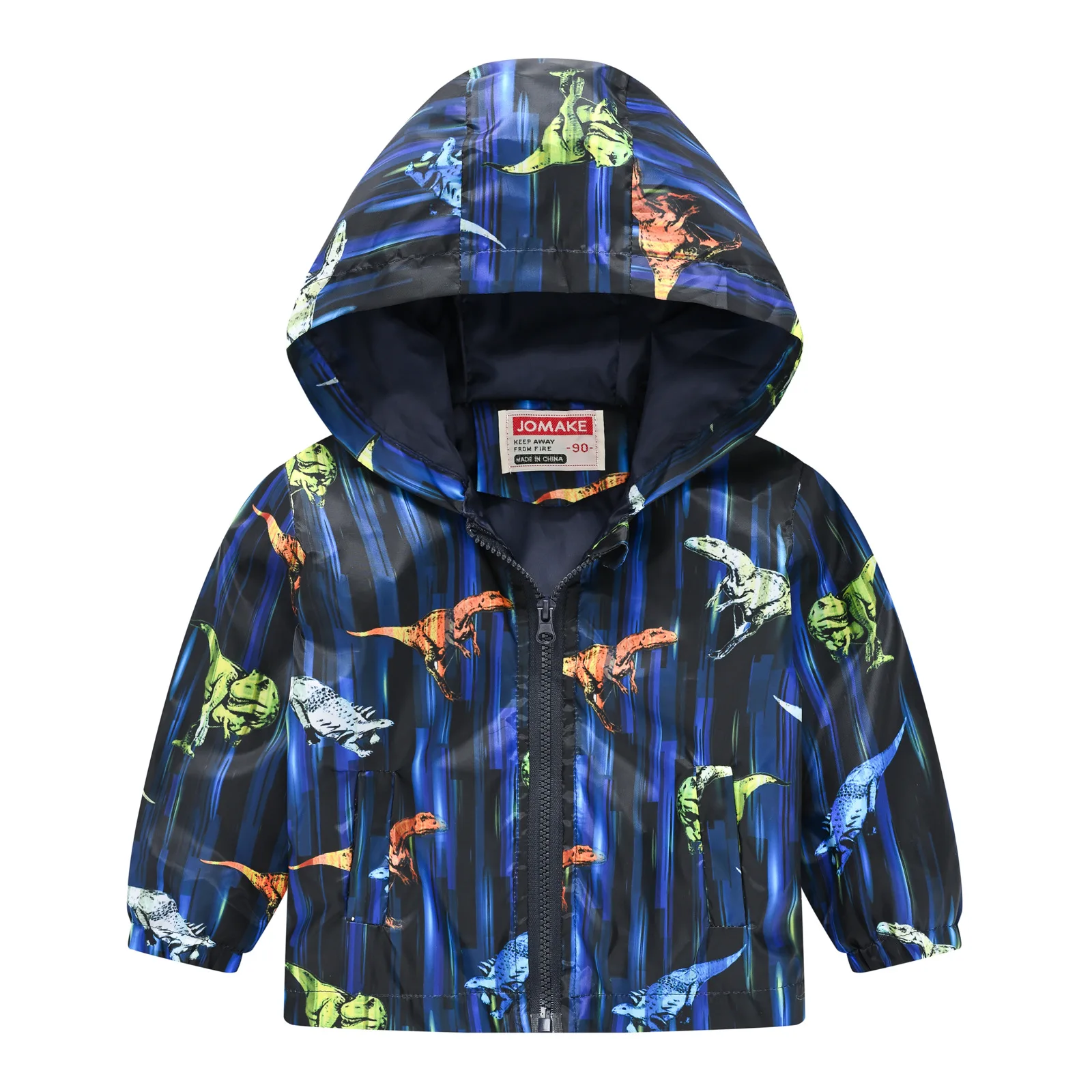 Boys Cartoon Dinosaur Camouflage Jacket Coat Windbreaker Hooded Long Sleeves Casual Kids Clothes