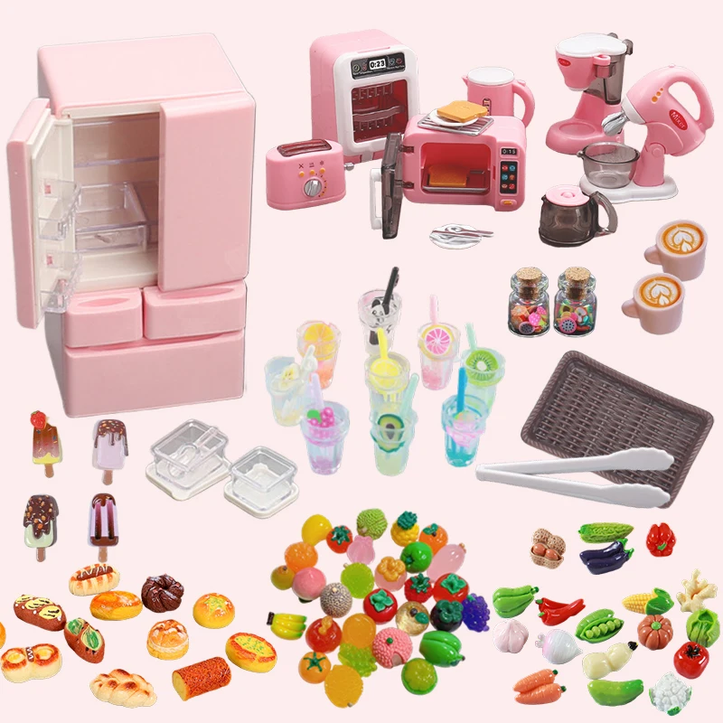 Kids Doll House Kitchen Toy Family Cosplay Girl Can Cook Mini Kitchen Items Mini Food Cooked Toy Set Girl Christmas Gift Toys