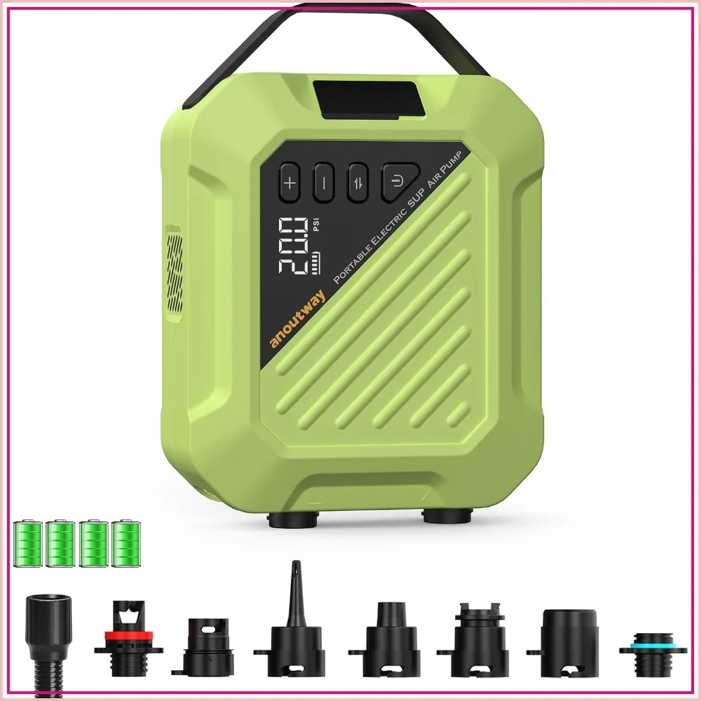 20PSI High Pressure Rechargeable SUP Air Pump, Intelligent Dual Stage Inflation & Deflation, Auto-Off for Paddle Boards, Surfing Kite, Tent