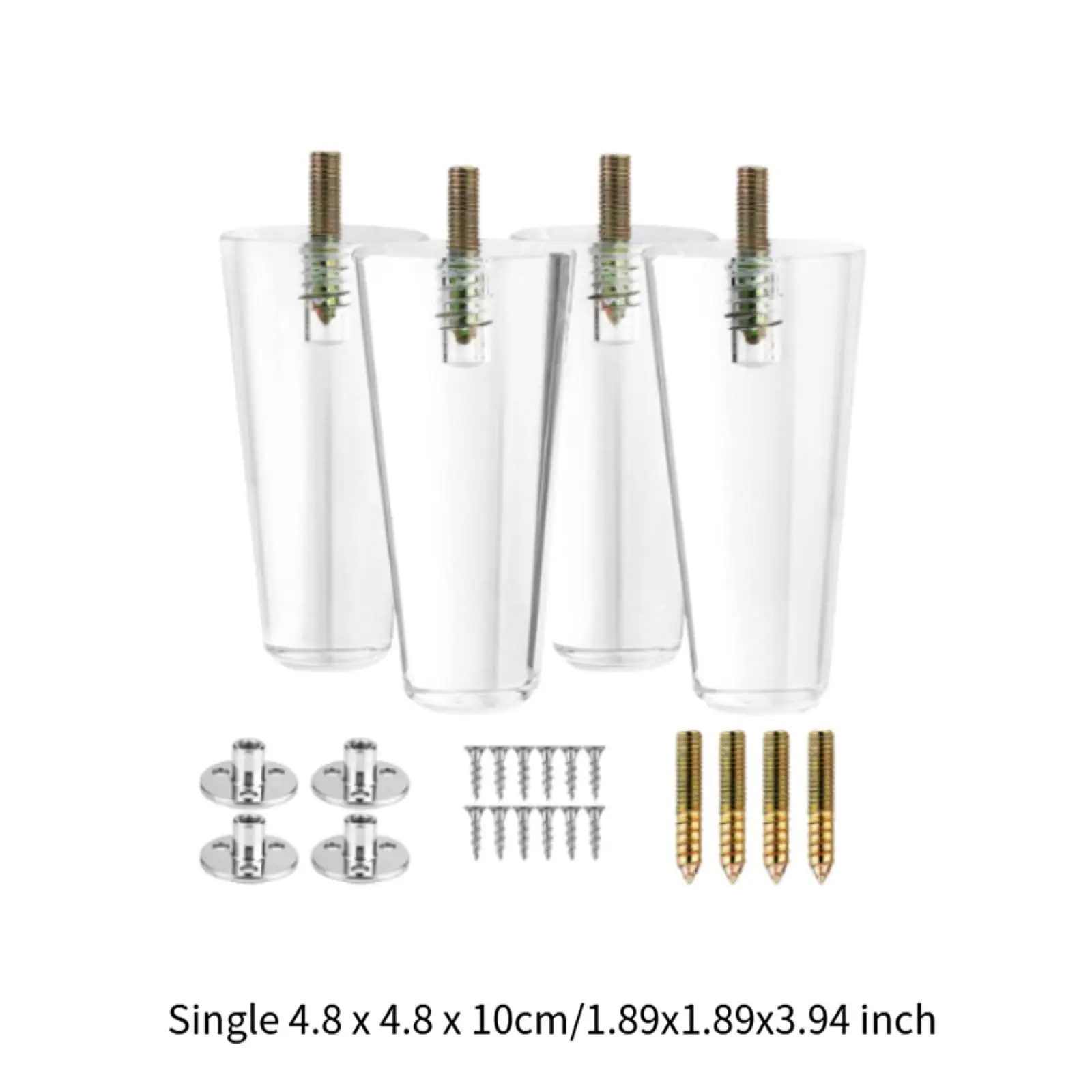 Pernas de móveis acrílicos, 4 unidades, estante de 4 polegadas, substituição, banco, cama, mesa, pernas