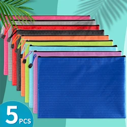 Impermeável Mesh Zipper Pouch para Documento, Bola Padrão Bag, Pastas de Arquivo, Escola e Escritório de Armazenamento, Lápis, Zip Case, A4, A5, A6, 5Pcs