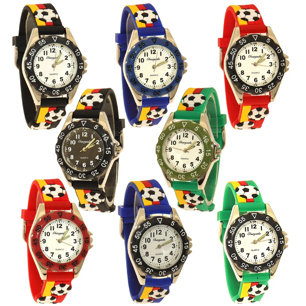 Crianças 3D Cool Football Silicone Strap Relógios, Meninos Esportes, Impermeável, Quartzo, Presentes de Natal, Estudantes, Crianças, Novo