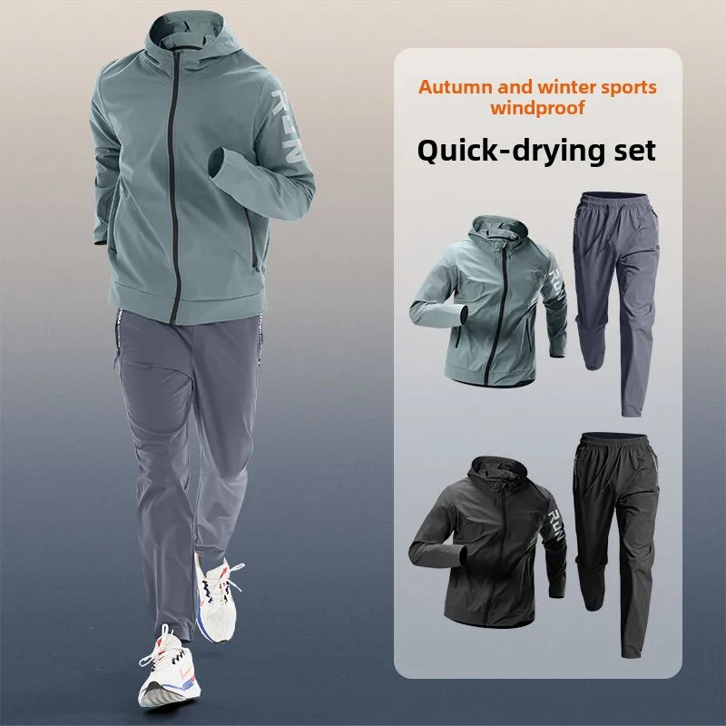 

Men's Sportswear Set for Running & Fitness, Quick-Dry Training Clothing, Jacket, Cycling, and Morning Jogging Gear Tracksuits