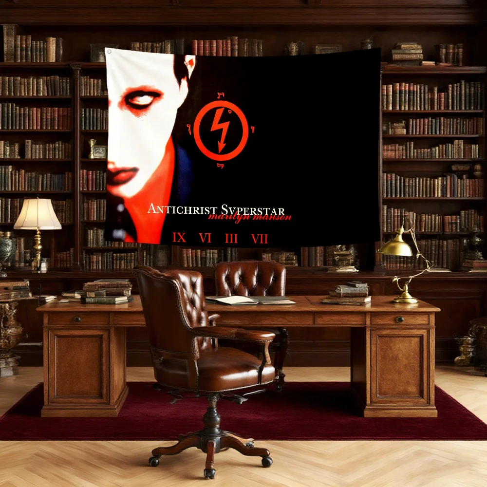Singer M-marilyn Manson flag Durable Outdoor Indoor Patio Festive Decoration Classic Design Pole Wall Room Banner