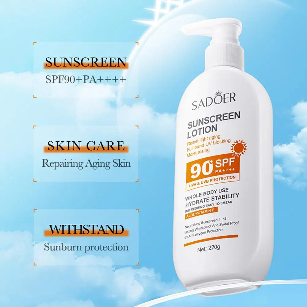 SPF 90 Sunscreen Lotion Long Lasting Protection Sun Cream For Body And Facial Moisturizing Portable Sunblock