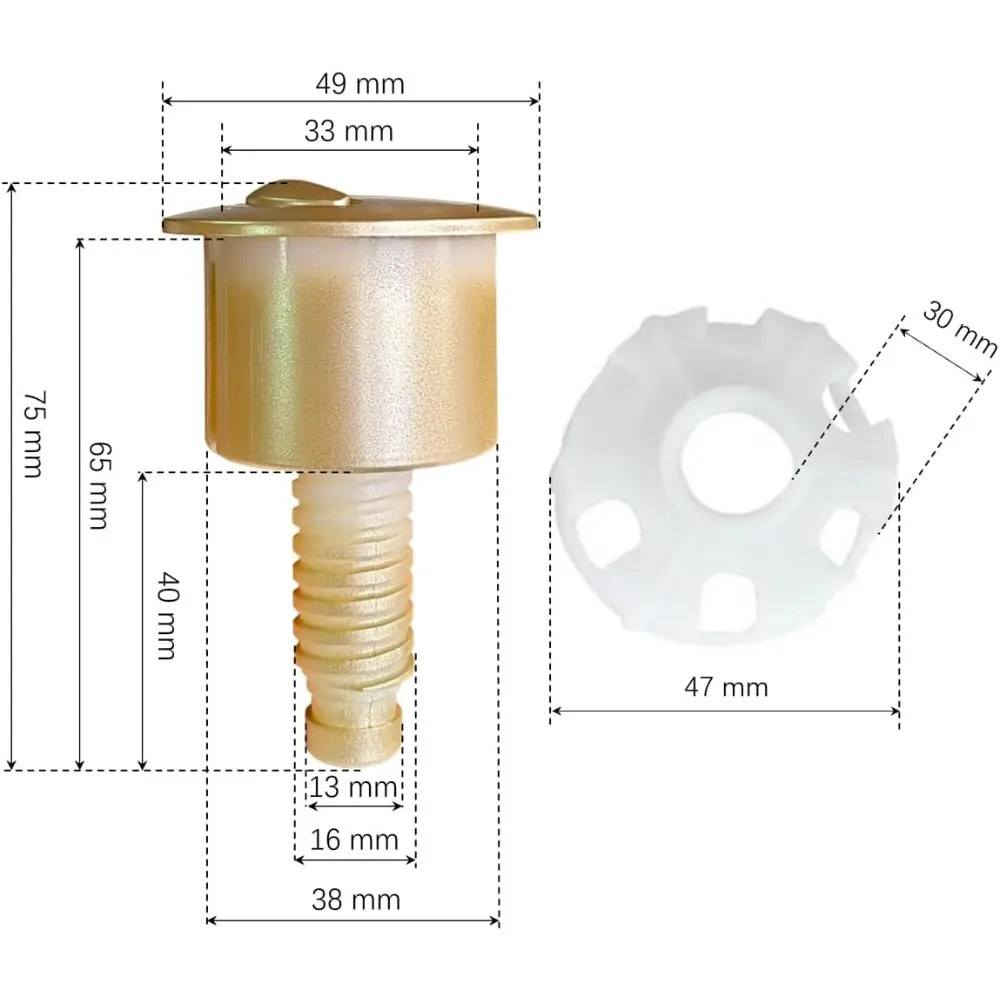 Golden Plated Toilet Flush Button, Cistern Flusher Replacement Push Button, Easy Install Modern Bathroom Upgrade Parts