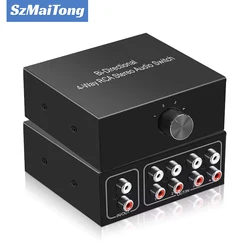 4 Way Bi-Directional RCA Stereo Audio Switch 1 In 4 Out Or 4 In 1 Out L/R Jack Sound Channel RCA Audio Switcher Selector