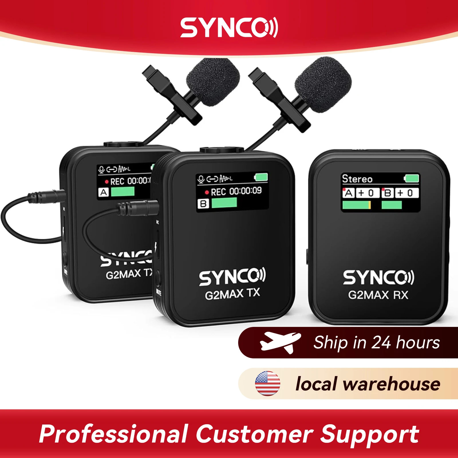 

SYNCO Wireless Lavalier Microphone G2(A2) MAX 2.4G Dual Transmitter 24 Hours Recording 656FT 8H for Online Class Vlog Stream