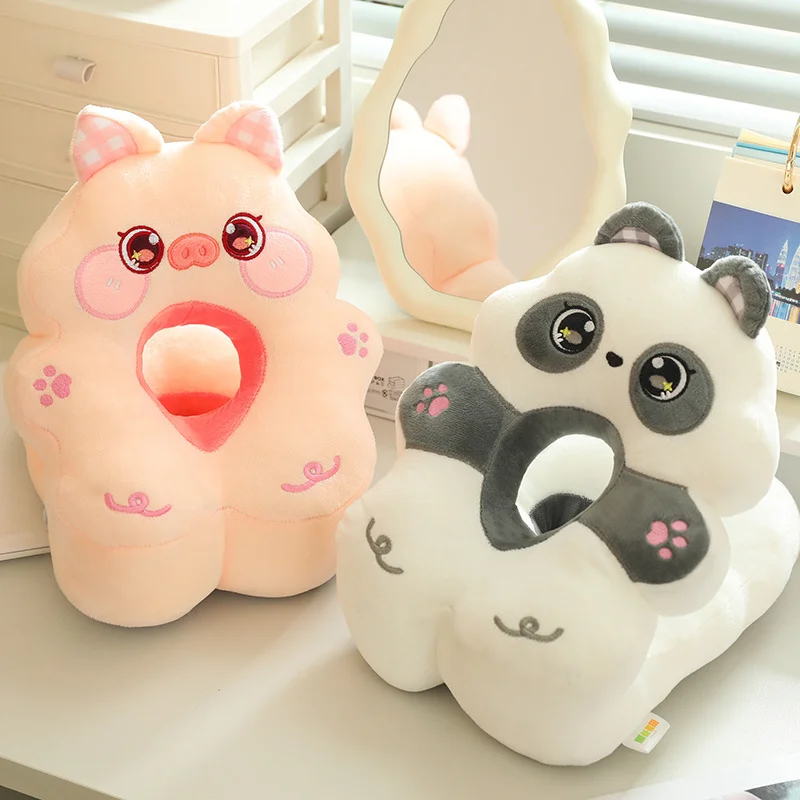 Almohada para siesta Panda, cerdo, dinosaurio, gato, oso, suave, transpirable, tacto cómodo, forma bonita, cojín de soporte para el cuello para el almuerzo, uso diario