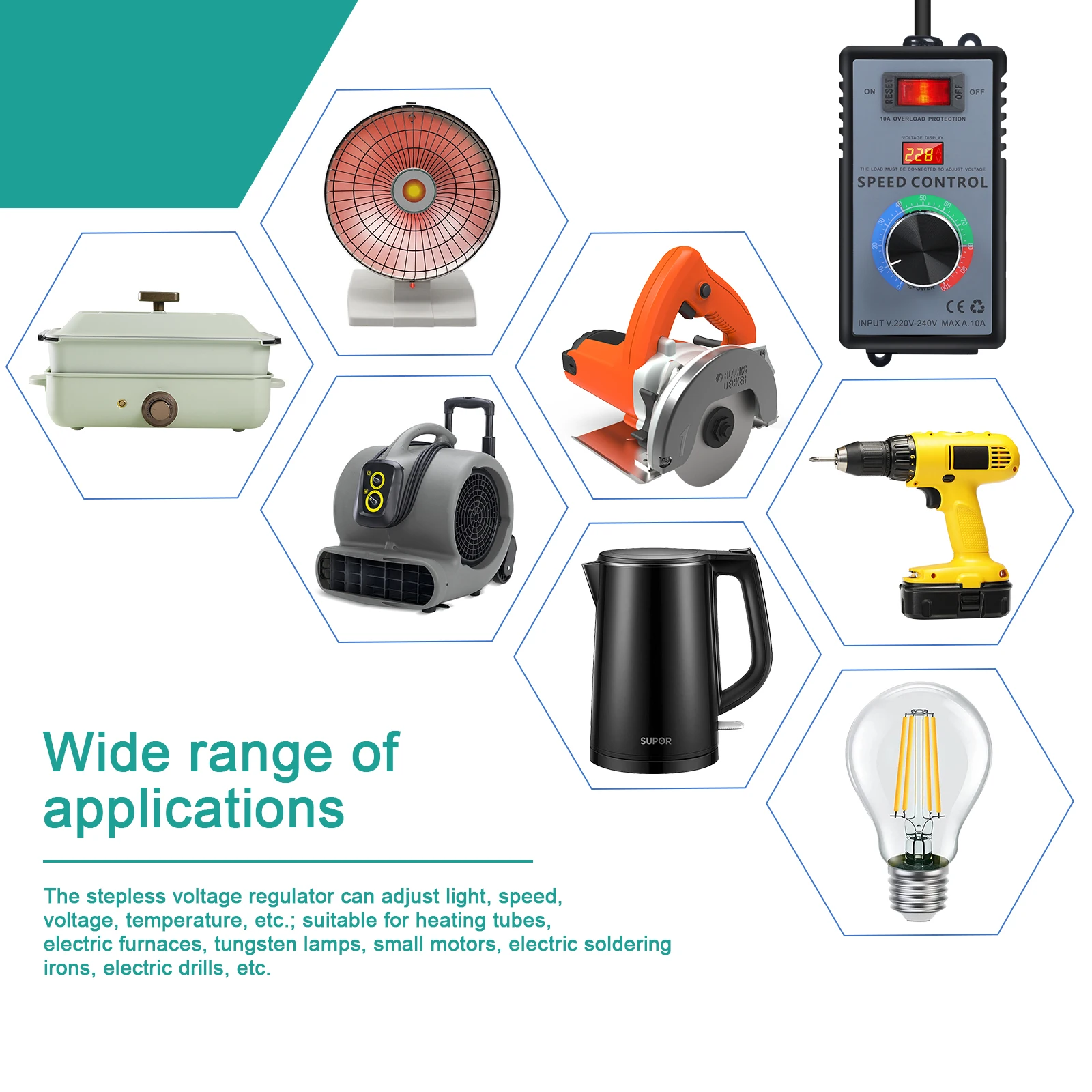 التيار المتناوب 220 فولت 10A 4000 واط الجهد المنظم درجة حرارة المحرك مروحة سرعة المراقب المالي باهتة الاتحاد الأوروبي التوصيل موتور مروحة سرعة تحكم التبديل #4