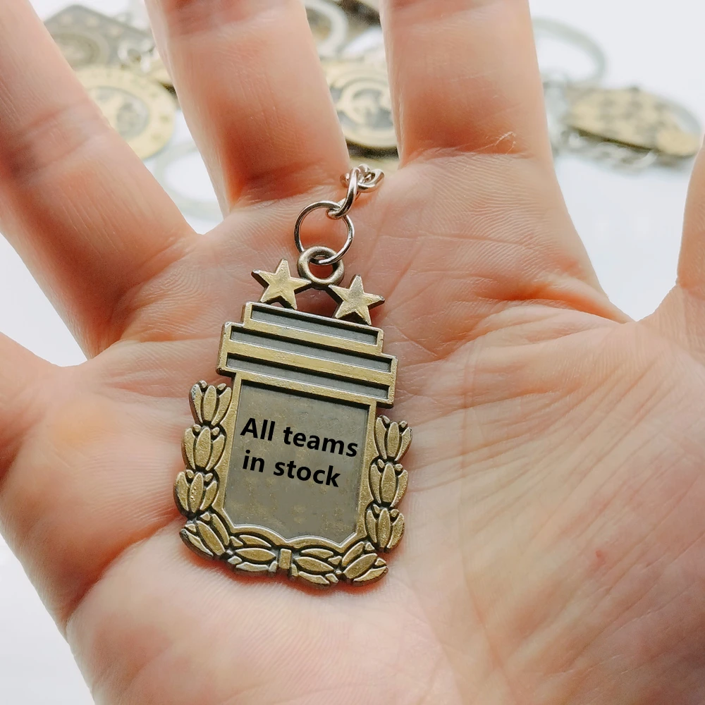 Argentina Team Metal Football Commemorative Real High Quality Keychain Pendant Crafts Soccer Ornaments Spain Madrid Plaques 1Pcs