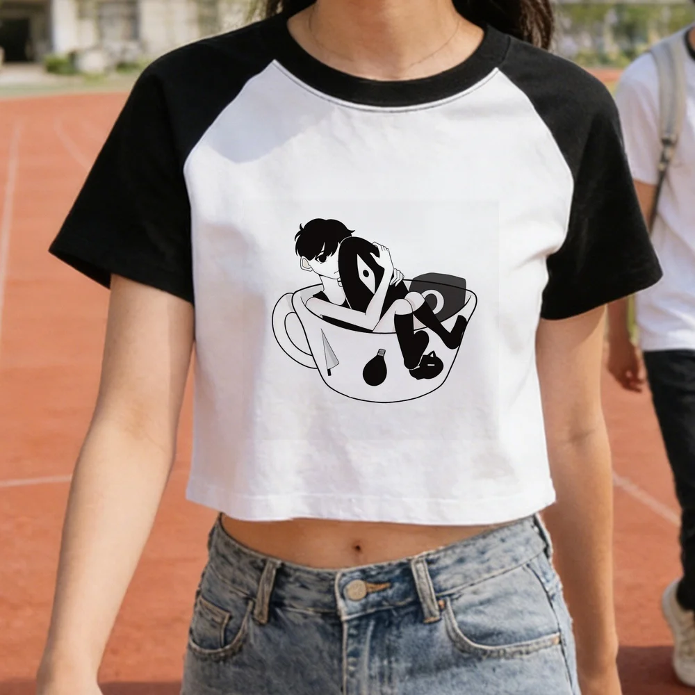 Omori cropped top teen scene  baddie manga summer meme t-shirt meme anime goth kawaii funny