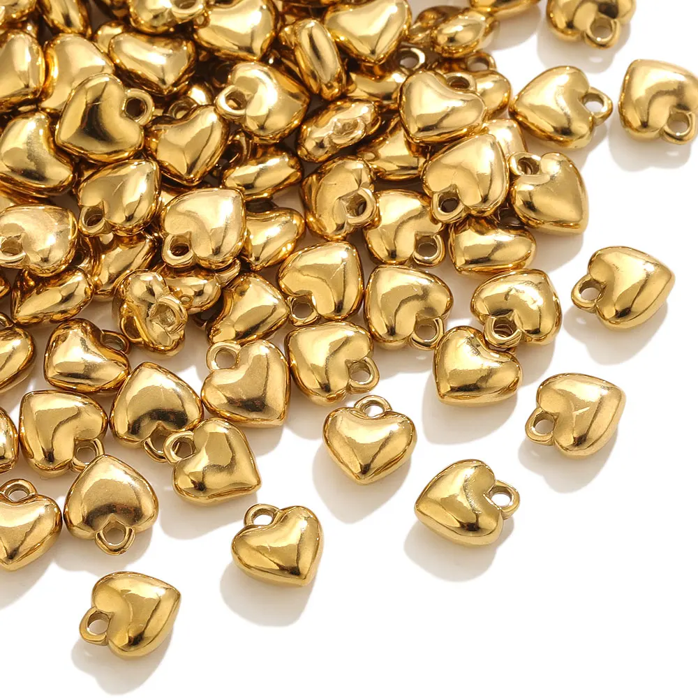 20 Stück Edelstahl-Herzanhänger für die Schmuckherstellung, PVD 18k vergoldet, Liebesanhänger, DIY-Halsketten- und Armbandzubehör, Großhandel – Detail 1
