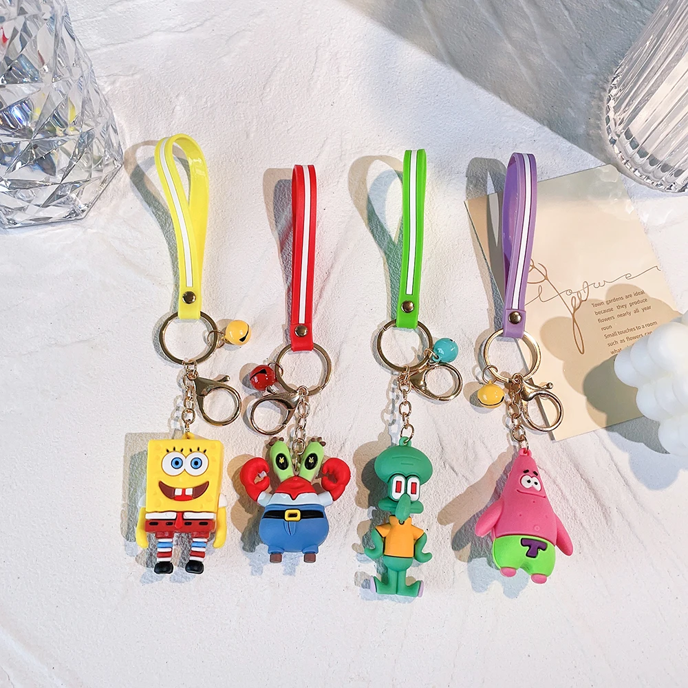 Kawaii Spongebobed Patrick Star Squidward Tentacles Cartoon Cute Pvc Keychain Bag Charm Anime Plush Toys for Girls Birthday Gift