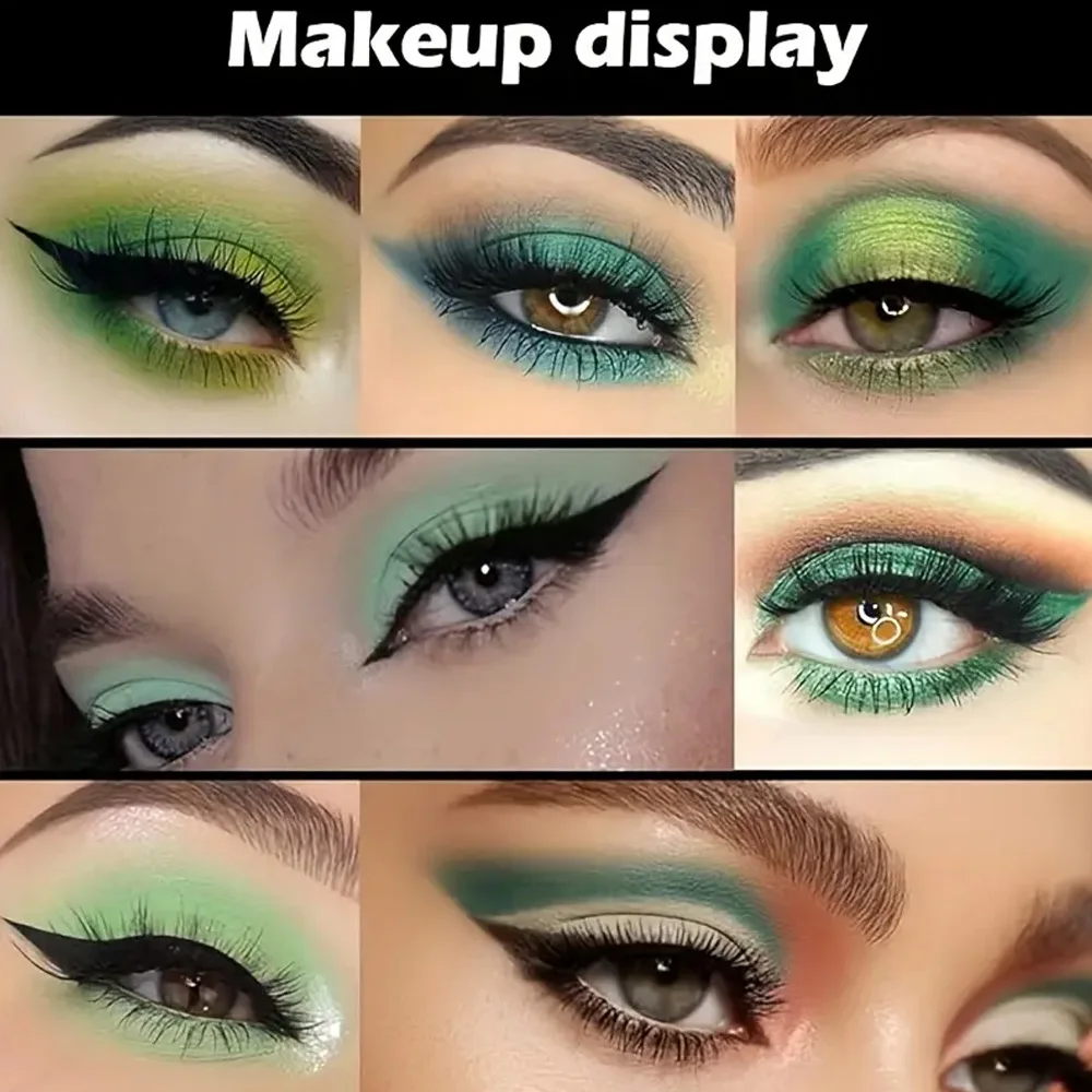 16 色のグリーン オリーブ マット アイシャドウ プレート - 高い演色性、マットな質感、素晴らしいアイ メイクアップ効果を作成します。