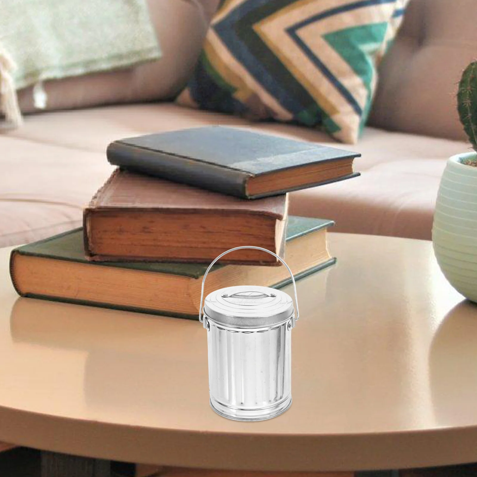 Garbage Can Waste Basket For Desk Living Room Trash Household Office Desktop Metal Mini Bathroom Container Junk Case Bin