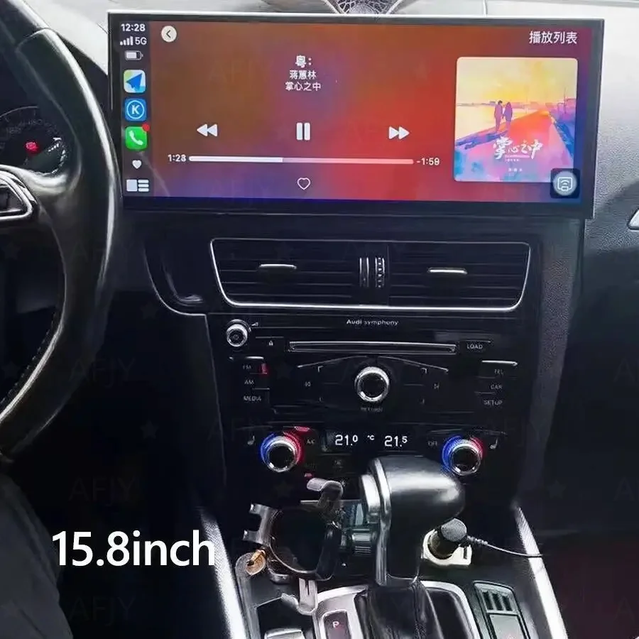 

AA Wireless CarPlay Car Radio QLED Screen Navi For AUDI Q5 GPS Multimedia Bluetooth DSP Android 15 New 15.8Inch Navirider Stereo