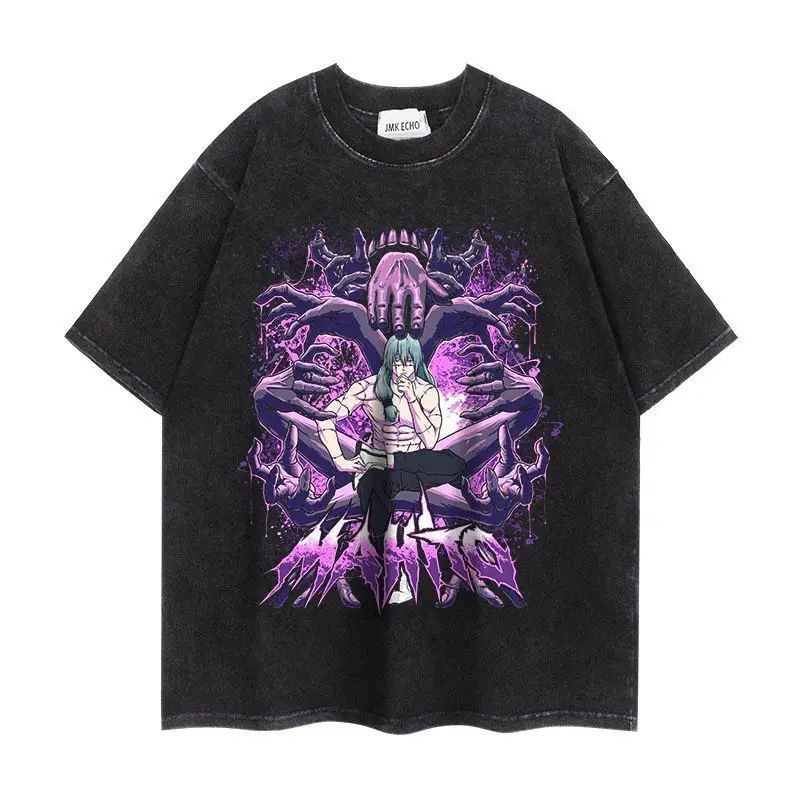 

Jujutsu Kaisen Washed T Shirt Choso Anime Print Oversized Cotton Short Sleeve Unisex Casual Manga Tops